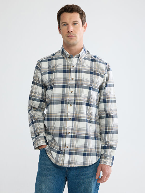 LCWAIKIKI Classic Regular Fit Ekose Erkek Gabardin Gömlek