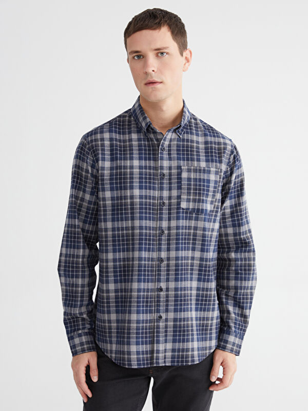 LCWAIKIKI Classic Men's Regular Fit Plaid Gabardine Shirt