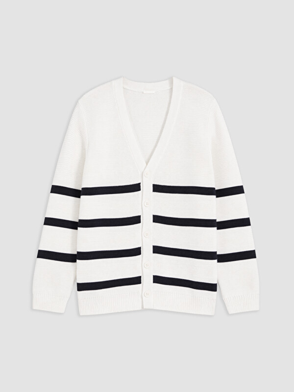 LCW Kids Boys' V-Neck Striped Knit Cardigan
