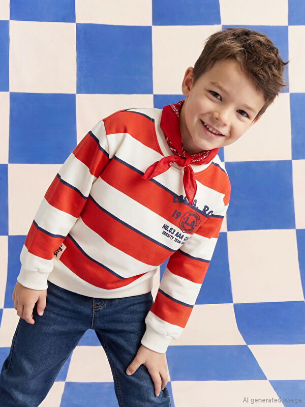 LCW Kids Bisiklet Yaka Erkek Çocuk Sweatshirt