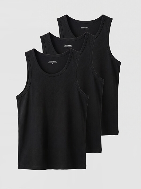 LC WAIKIKI Men's U-Neck Tank, Set of Three
