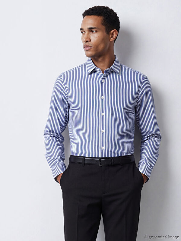 LCW BUSINESS Slim Fit Çizgili Erkek Gömlek