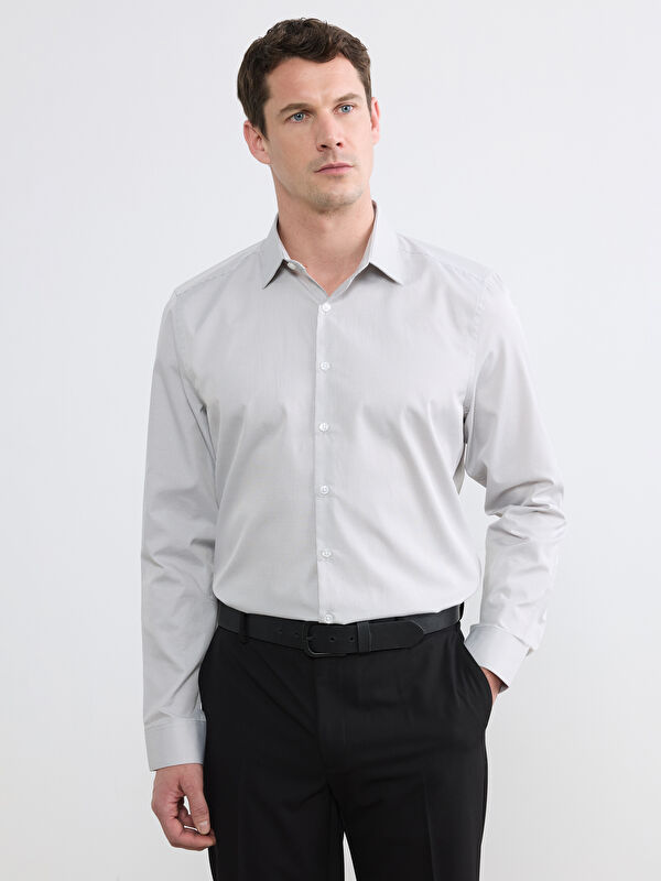 LCW BUSINESS Slim Fit Desenli Gabardin Erkek Gömlek