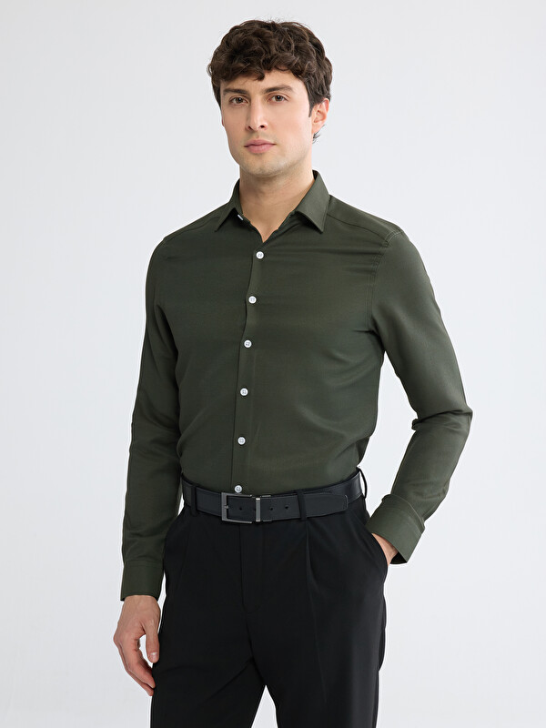 LCW BUSINESS Slim Fit Armürlü Erkek Gömlek