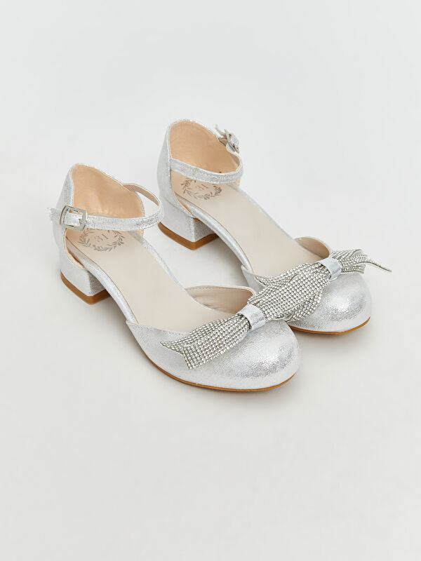 Taşlı Fiyonk Detaylı Kız Çocuk Topuklu Ayakkabı - Görsel 2