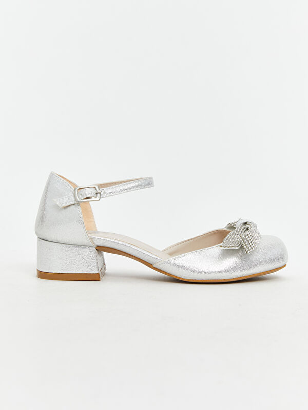 Taşlı Fiyonk Detaylı Kız Çocuk Topuklu Ayakkabı - Görsel 3