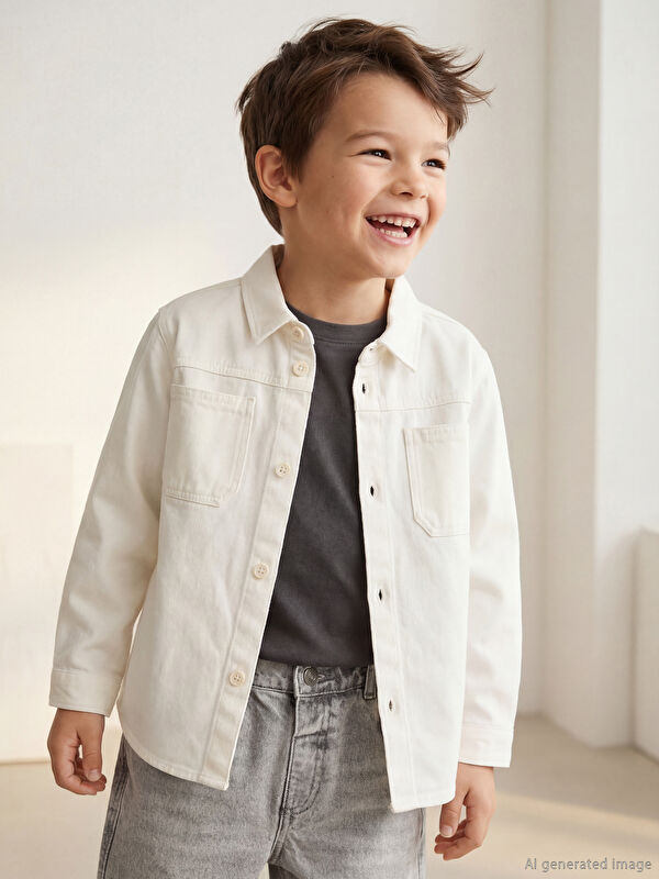 LCW Kids Erkek Çocuk Basic Gabardin Gömlek