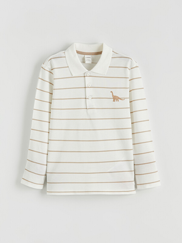 LCW Kids Polo Yaka Çizgili Erkek Çocuk Tişört