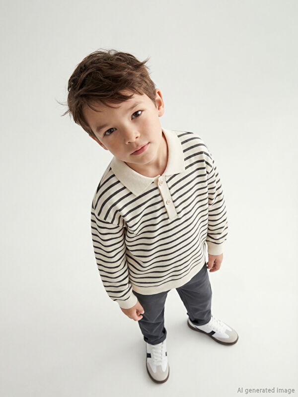 LCW Kids Çizgili Erkek Çocuk Sweatshirt ve Eşofman Altı