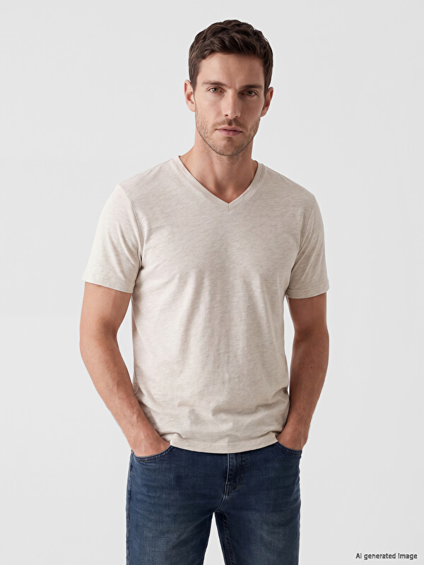 LCWAIKIKI Classic V Neck Jersey Men's T-Shirt