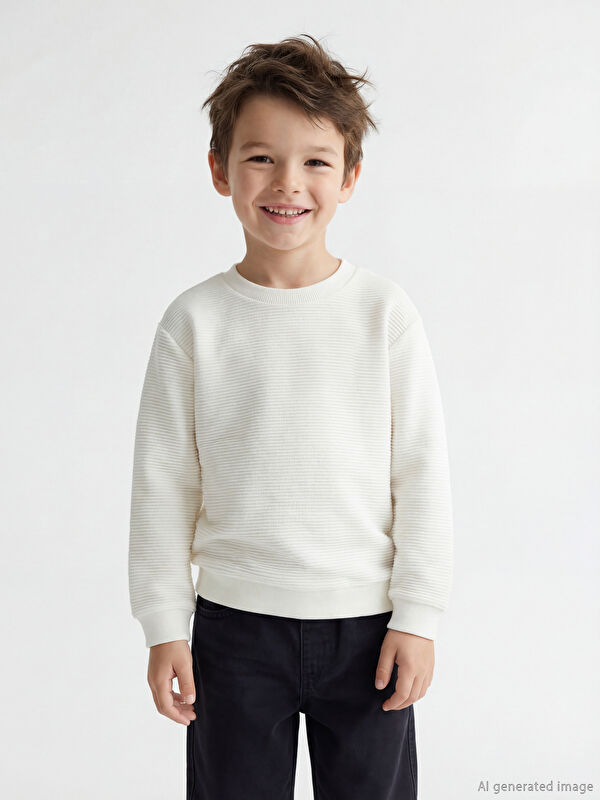 LCW Kids Bisiklet Yaka Erkek Çocuk Sweatshirt