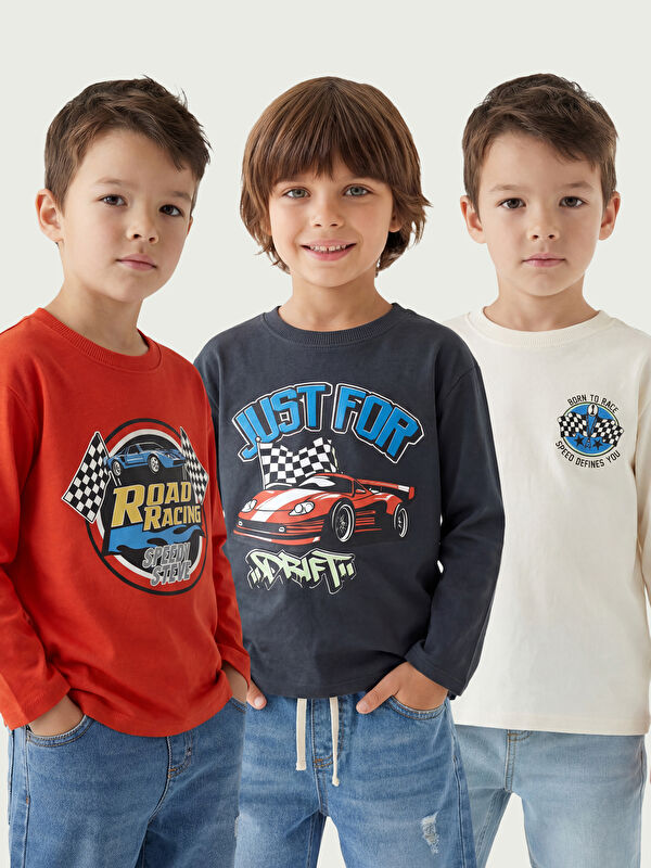 LCW Kids Baskılı Erkek Çocuk Tişört 3'lü
