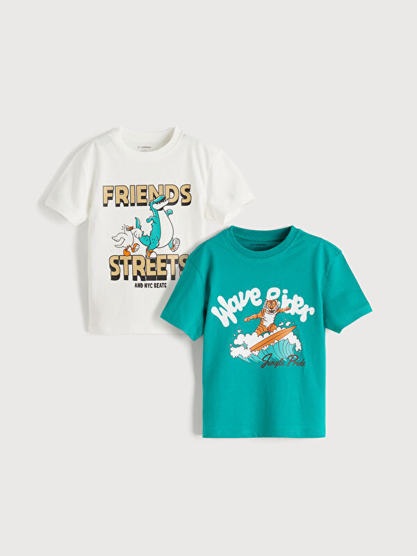 LCW Kids Baskılı Erkek Çocuk Penye Tişört 2'li