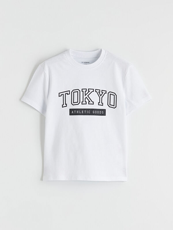 LCW Kids Bisiklet Yaka Tokyo Baskılı Erkek Çocuk Tişört