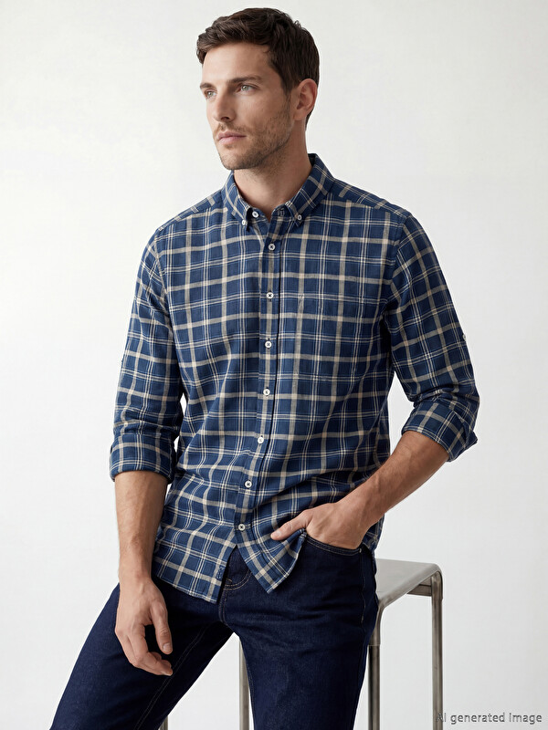 LCWAIKIKI Classic Regular Fit Plaid Men's Shirt