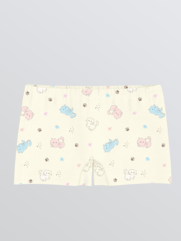 LC WAIKIKI Yüksek Pamuklu Kedi Baskılı Kız Çocuk Boxer