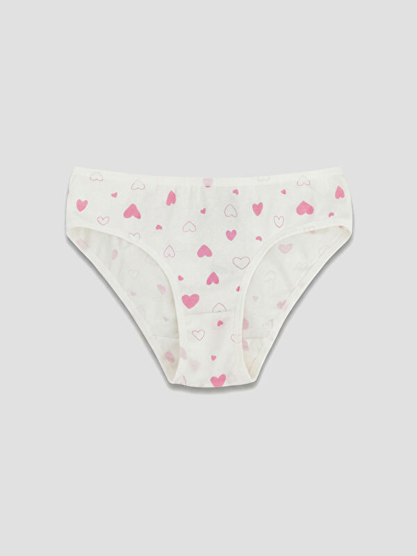 LCW Kids Kalp Baskılı Kız Çocuk Slip Külot