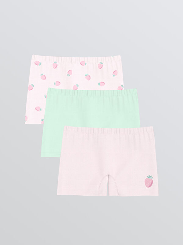 LCW Kids Çilek Baskılı Kız Çocuk Boxer 3'lü