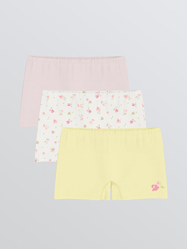 LCW Kids Çiçek Desenli Kız Bebek Boxer 3'lü Paket