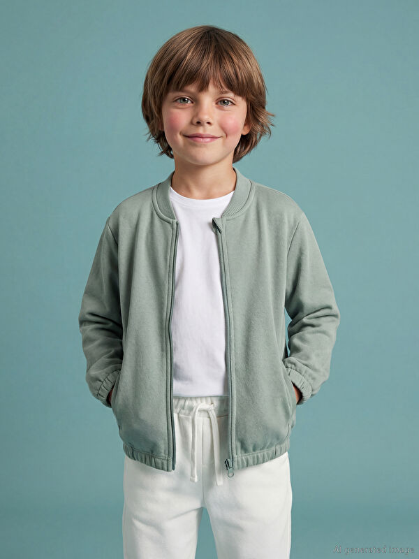 LCW Kids Kolej Yaka Erkek Çocuk Fermuarlı Sweatshirt