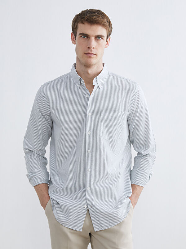 LCWAIKIKI Classic Regular Fit Çizgili Erkek Gömlek