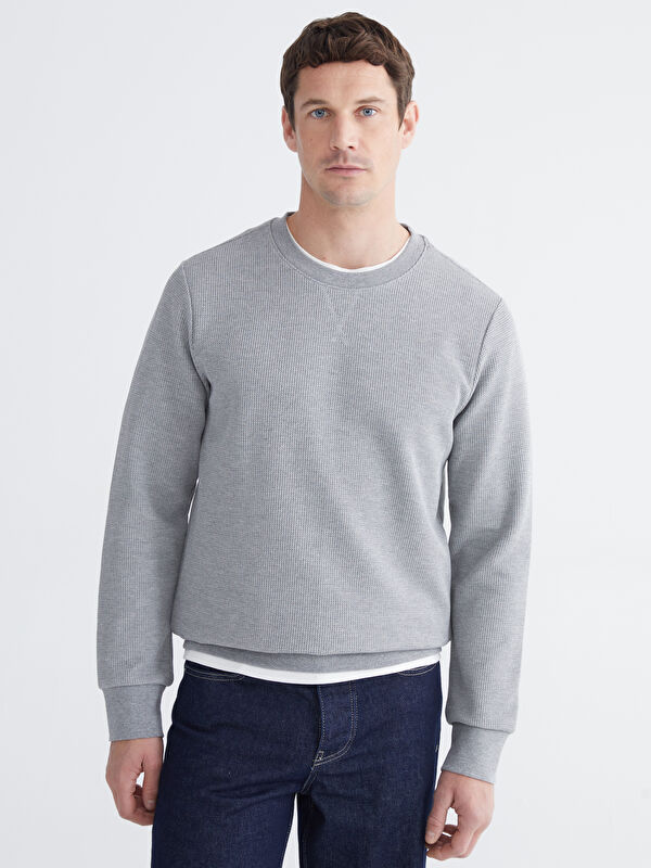 LCWAIKIKI Classic Bisiklet Yaka Erkek Sweatshirt
