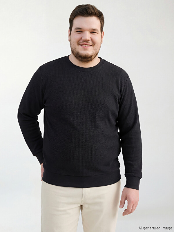 LCWAIKIKI Classic Bisiklet Yaka Erkek Sweatshirt