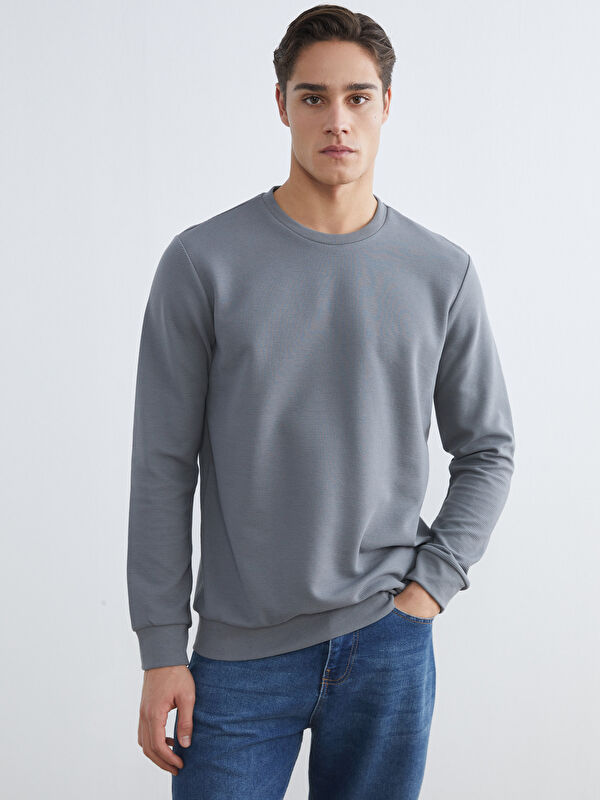 LCWAIKIKI Classic Bisiklet Yaka Erkek Sweatshirt
