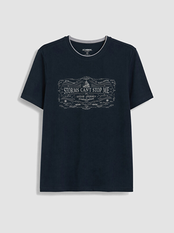 LCWAIKIKI Classic Crew Neck Short Sleeve Printed Combed Cotton Men's T-shirt