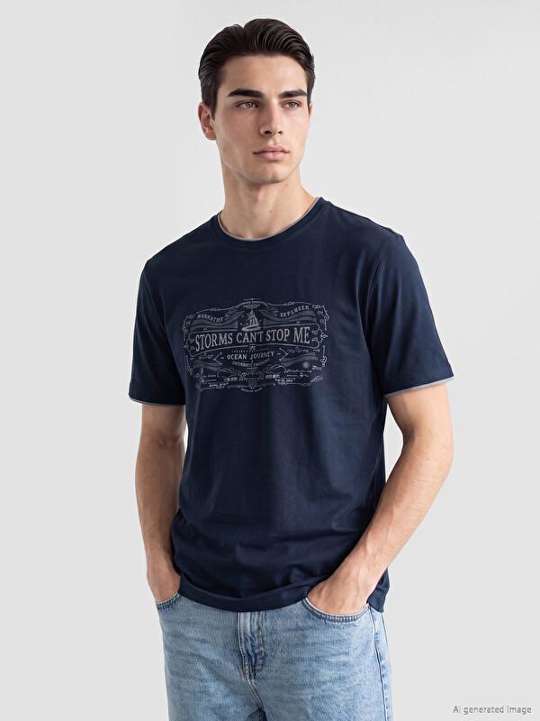 LCWAIKIKI Classic Man Navy T-Shirt
