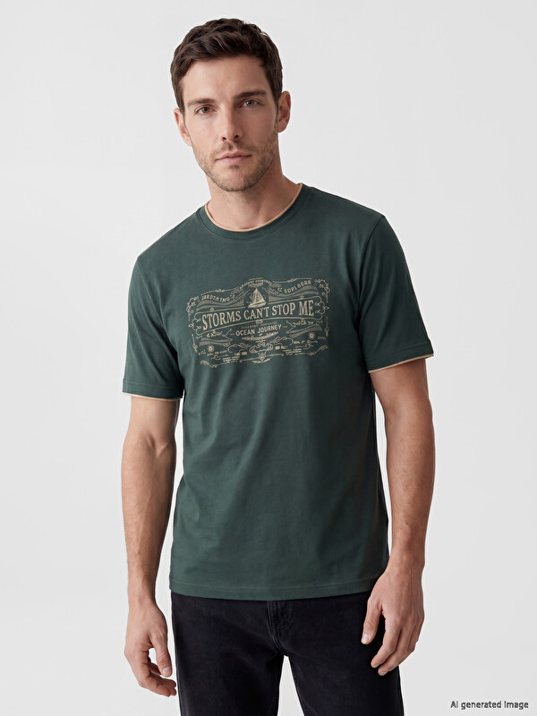 LCWAIKIKI Classic Regular Fit Crew Neck Printed Men's T-Shirt