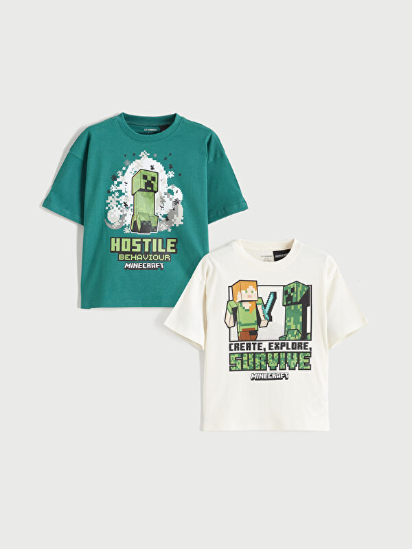 LCW Kids Minecraft Baskılı Erkek Bebek Tişört 2'li