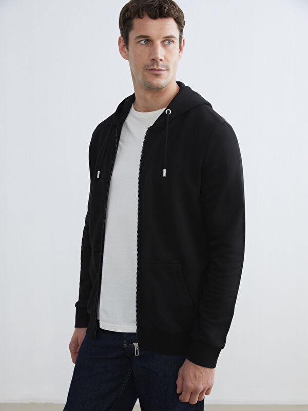 LCWAIKIKI Classic Standart Kalıp Kapüşonlu Erkek Fermuarlı Sweatshirt