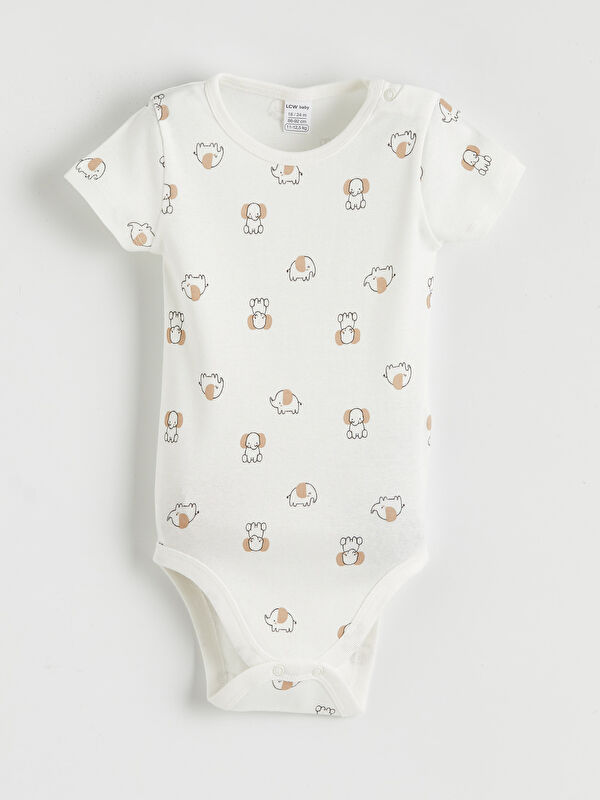LCW baby Kısa Kollu Desenli Erkek Bebek Çıtçıtlı Body
