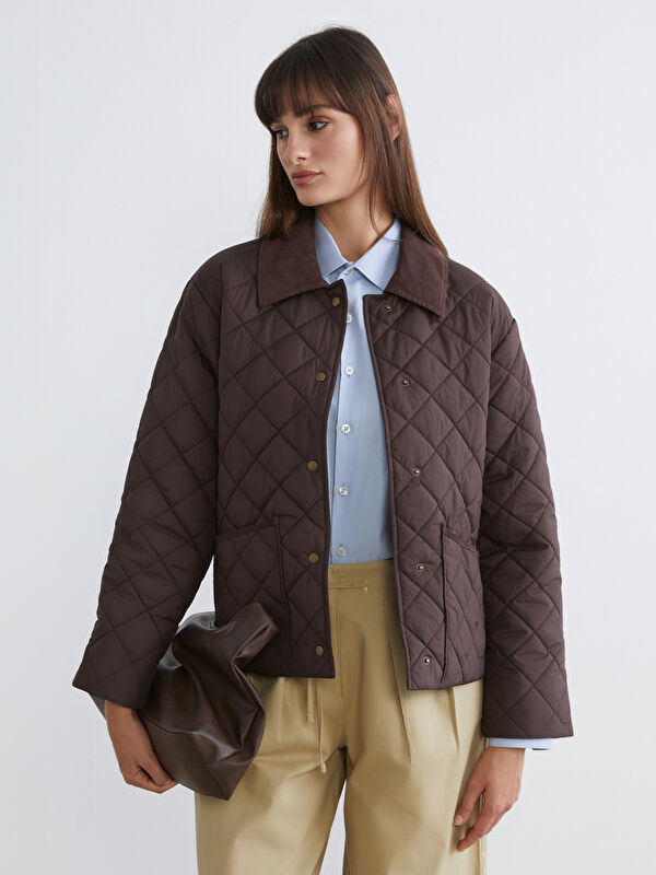 LCW EVERYDAY Velvet Collar Quilted Women's Puffer Jacket