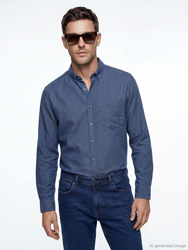 LCWAIKIKI Classic Regular Fit Keten Karışımlı Erkek Gömlek