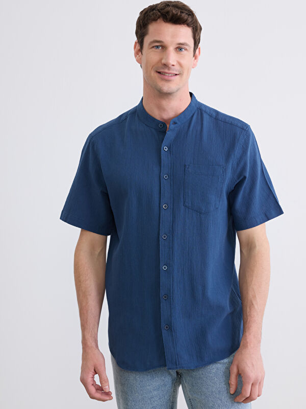 LCWAIKIKI Classic Regular Fit Keten Görünümlü Erkek Gömlek