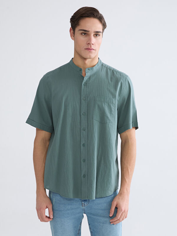 LCWAIKIKI Classic Regular Fit Linen-Look Men's Shirt	