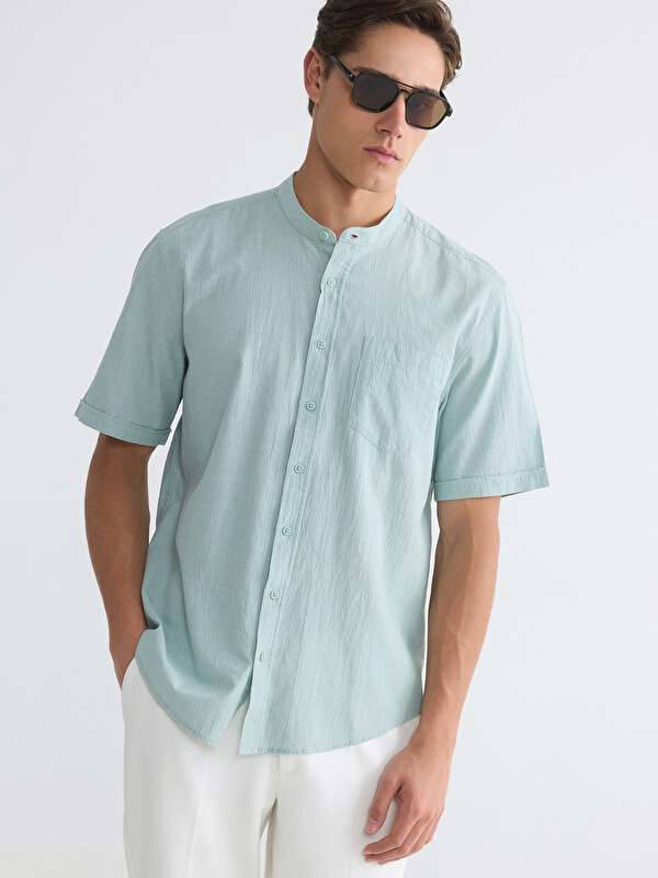 LCWAIKIKI Classic Regular Fit Linen-Look Men's Shirt	