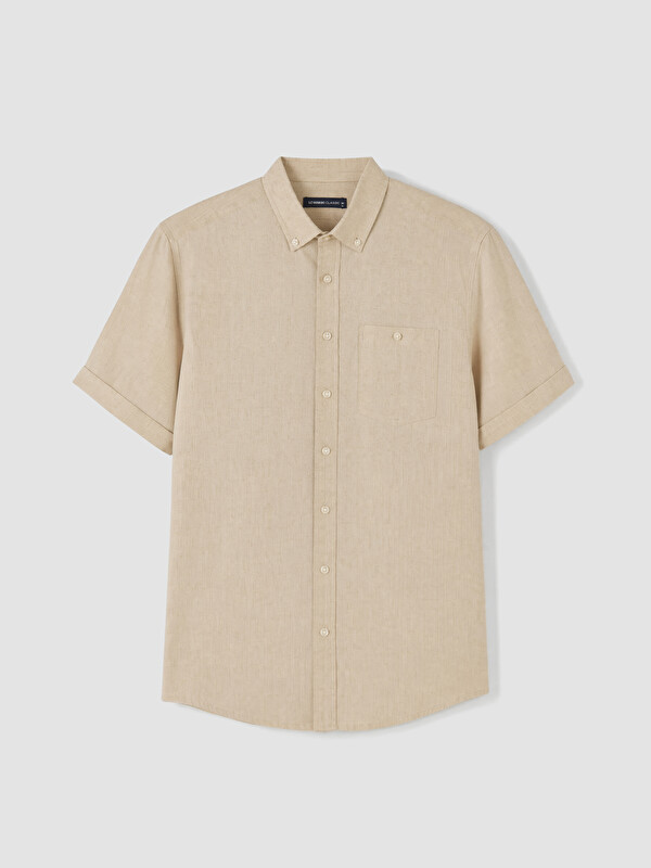 LCWAIKIKI Classic Regular Fit Keten Karışımlı Erkek Gömlek