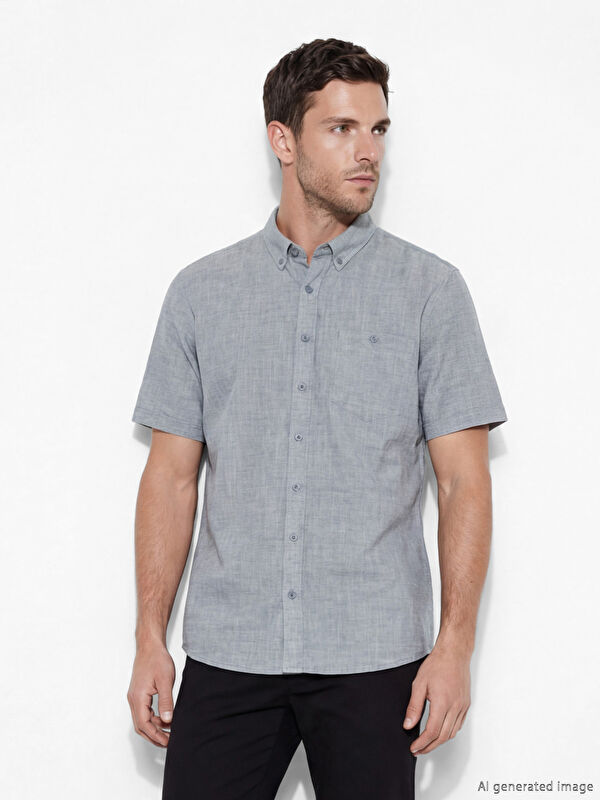 LCWAIKIKI Classic Regular Fit Keten Karışımlı Erkek Gömlek