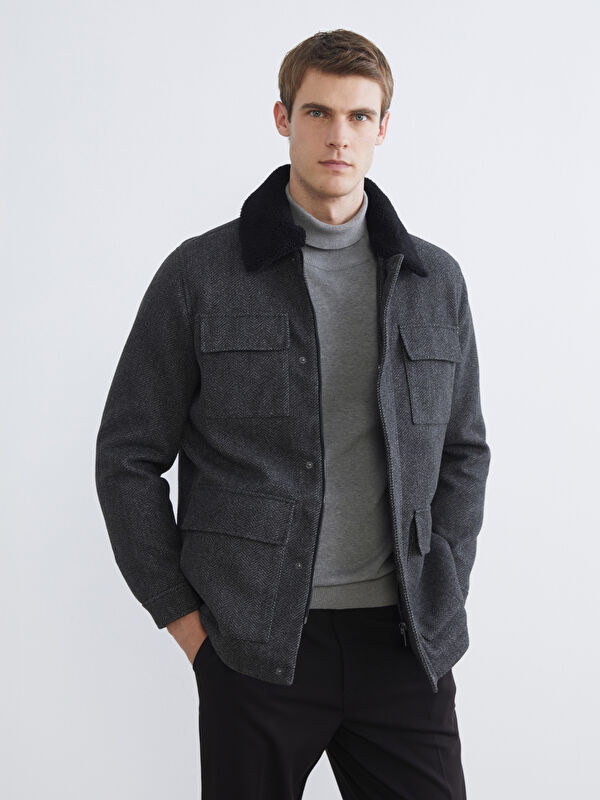 SOUTHBLUE Regular Fit Fur Collar Men's Cachet Coat
