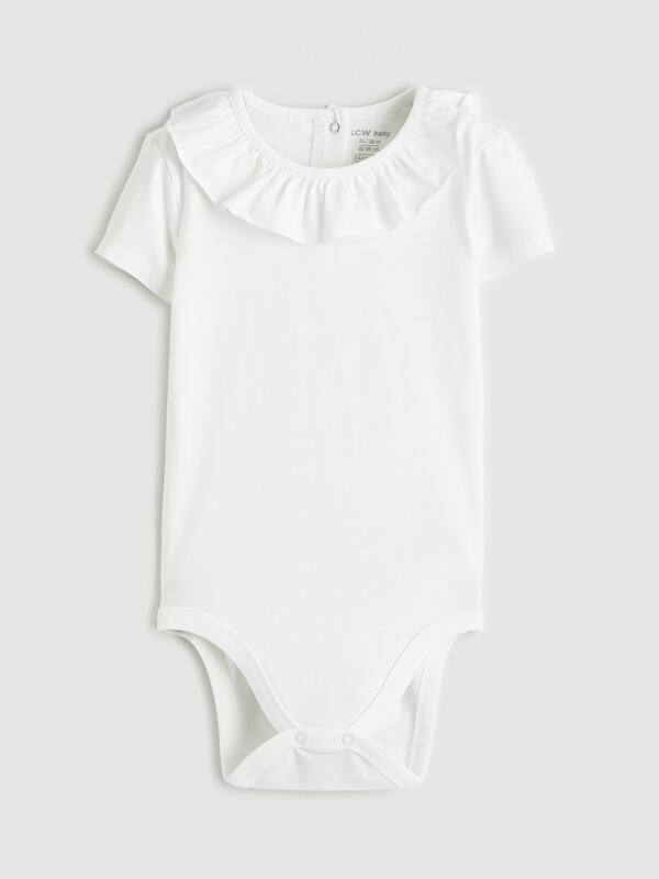 LCW baby Bisiklet Yaka Kız Bebek Çıtçıtlı Body