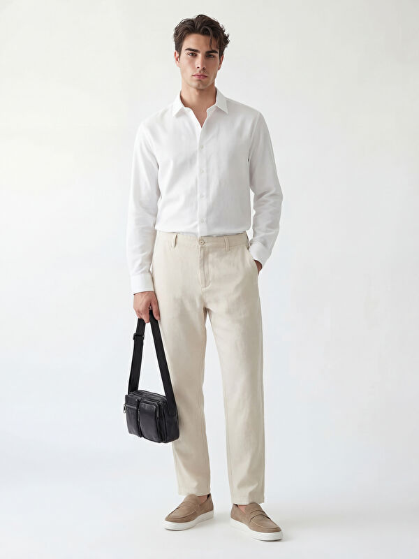 LCWAIKIKI Classic Regular Fit Keten Karışımlı Erkek Chino Pantolon