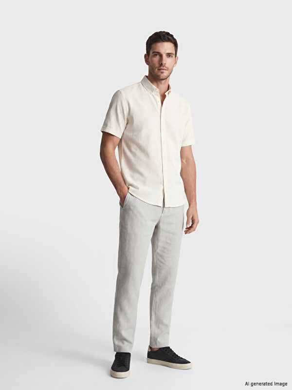 LCWAIKIKI Classic Regular Fit Keten Karışımlı Erkek Chino Pantolon