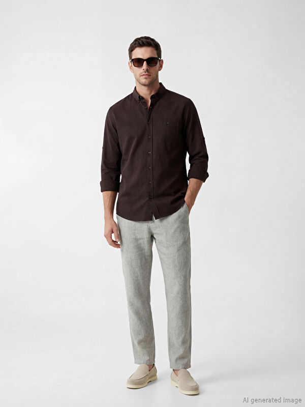 LCWAIKIKI Classic Regular Fit Keten Karışımlı Erkek Chino Pantolon