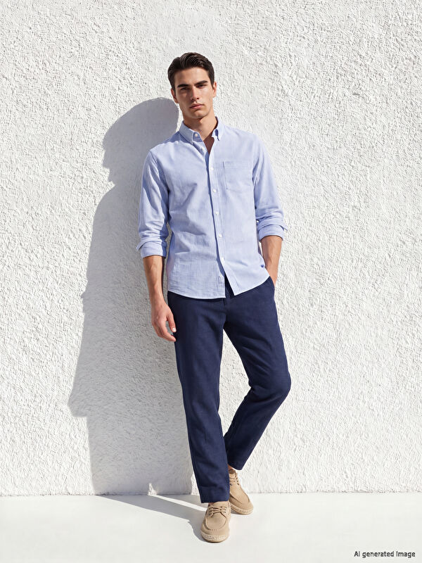 LCWAIKIKI Classic Regular Fit Keten Karışımlı Erkek Chino Pantolon