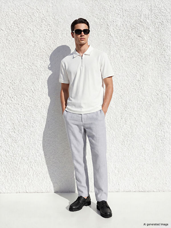 LCWAIKIKI Classic Regular Fit Keten Karışımlı Erkek Chino Pantolon