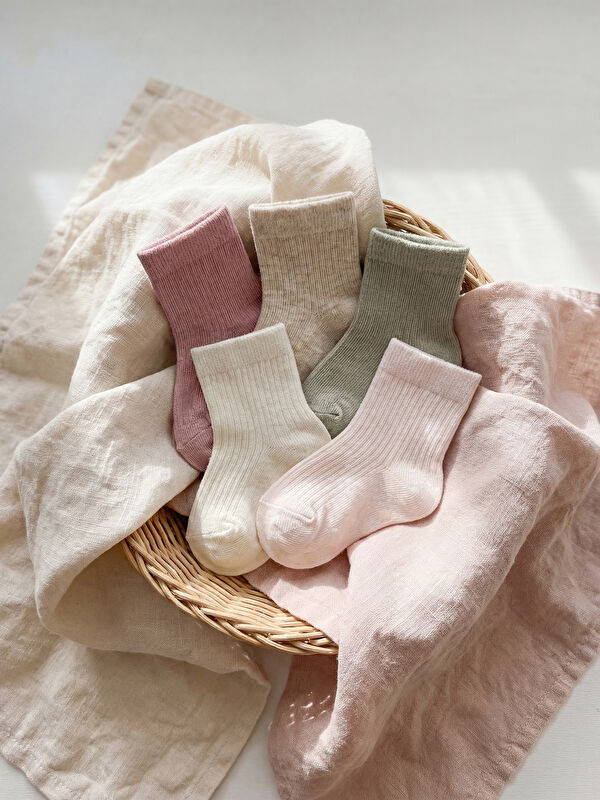 LCW baby Basic Kız Bebek Soket Çorap 5'li