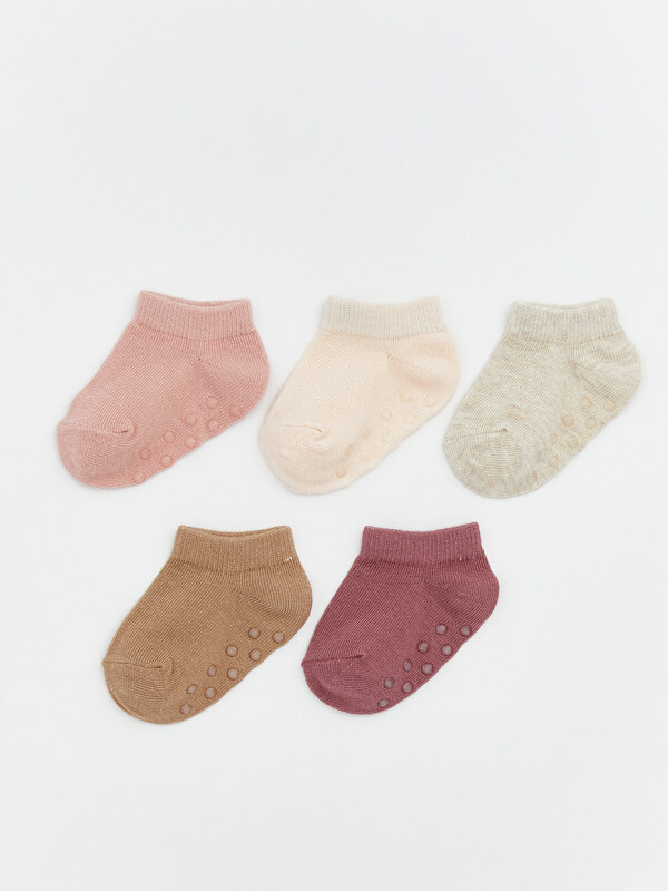 LCW baby Non-Slip Sole Baby Girls' Bootie Socks 5-Pack